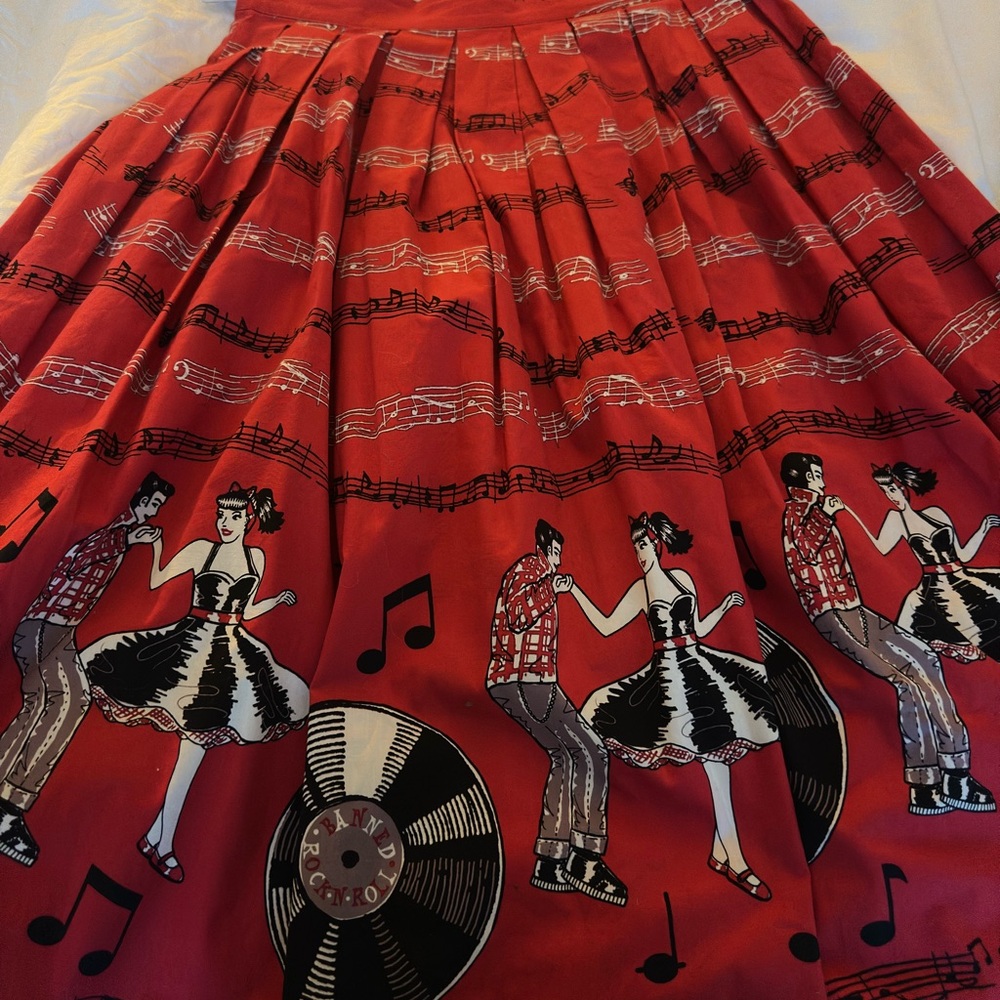 Pinup Couture Red Music Print A-Line Skirt